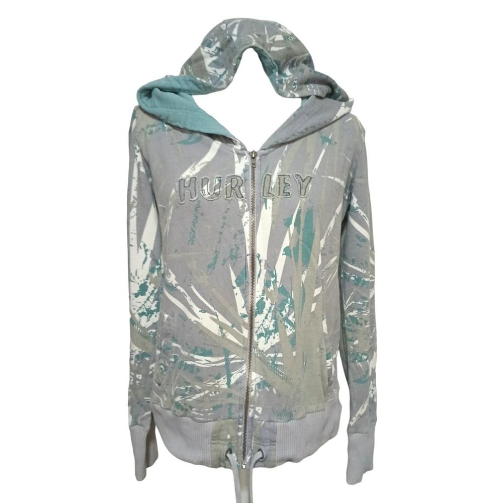 Hurley Hoodie Sweatshirt Juniors Size XL Womens Skull Crossbones Raw Edge Spello